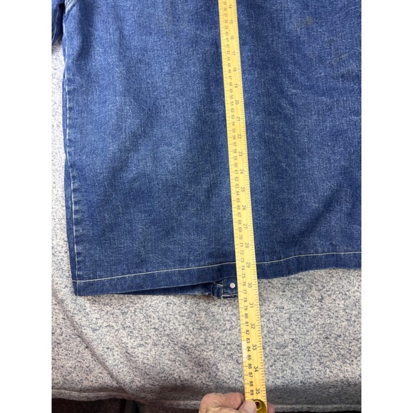 Jones New York Women 1X Chore Coat Sport Blue Denim Barn Jacket Plaid Lined - Picture 3 of 13